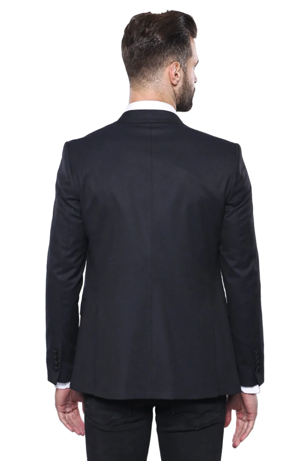 WSS Plain Navy Blue Blazer Vest Set  - Singen
