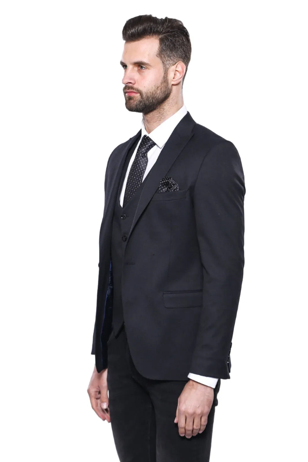 WSS Plain Navy Blue Blazer Vest Set  - Singen